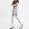 High-Waisted Women's Denim Mini Skirt - Trendy, Slimming A-Line for Summer.