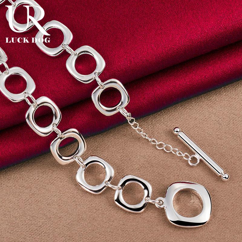 Corrente quadrada de prata esterlina 925 20 polegadas colar feminino joias de casamento da moda