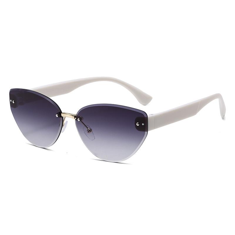 Sonnenbrille Damen Günstig Hochwertig Katzenauge Faltenmindernd Mode Rahmenlos Beschnitt Beliebter Trend