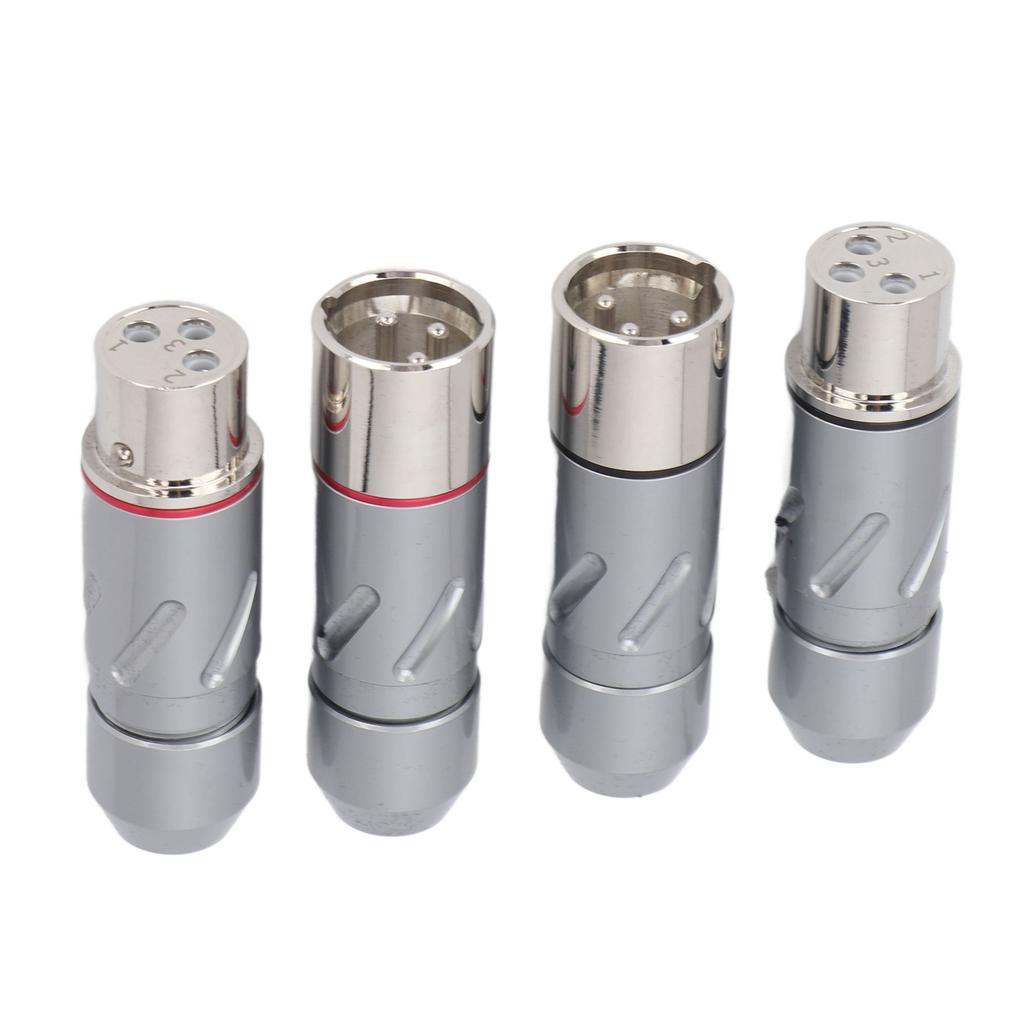 4Pcs 3 Pin XLR Adapter Pure Copper Plated 2 Male 2 Female XLR Converter Plug for Power Amplifier Microphone
