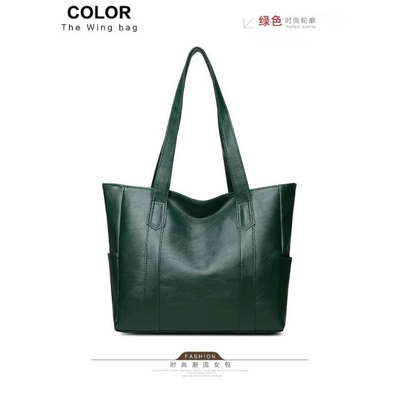 

Big bag women s 2 fashionable large-capacity women s bags atmospheric simple handbags soft leather texture tote women s bags темно-зеленого
