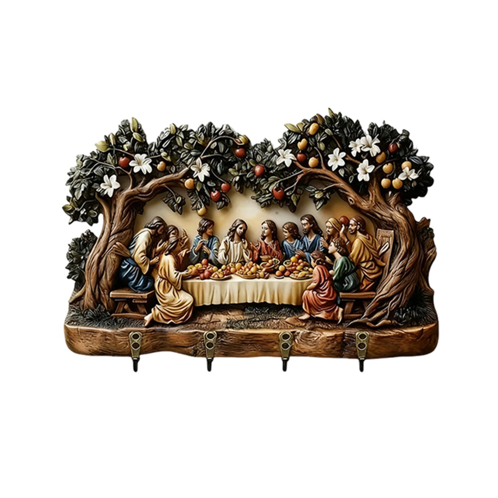 Деревянный многофункциональный держатель для ключей, Деревянный держатель для ключей на тему Причастия, Религиозный настенный декор для дома, Многофункциональный органайзер с One Size