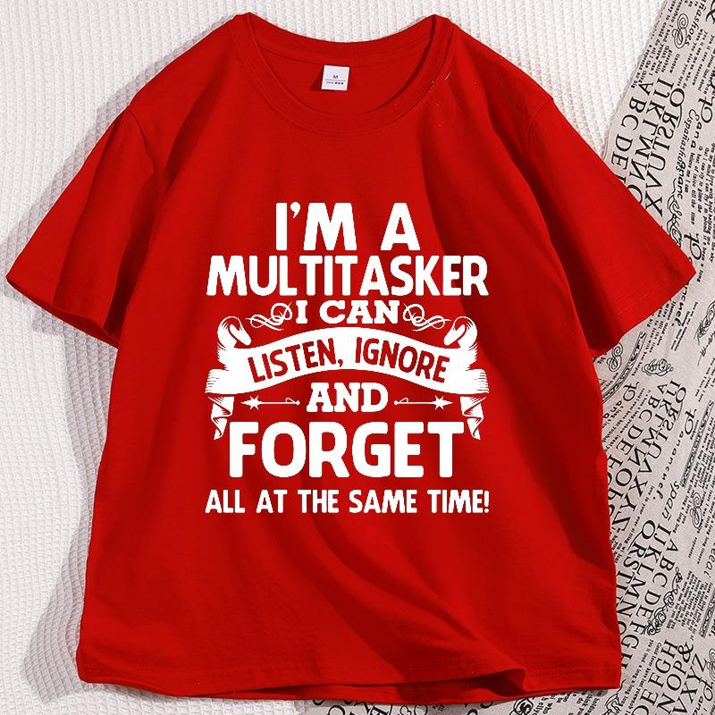 

Im A Multtasker I Can Listen T Shirt Short Sleeve Crewneck Y2k Streetwear Cool Casual Graphic Tee for Men Women Clothes S