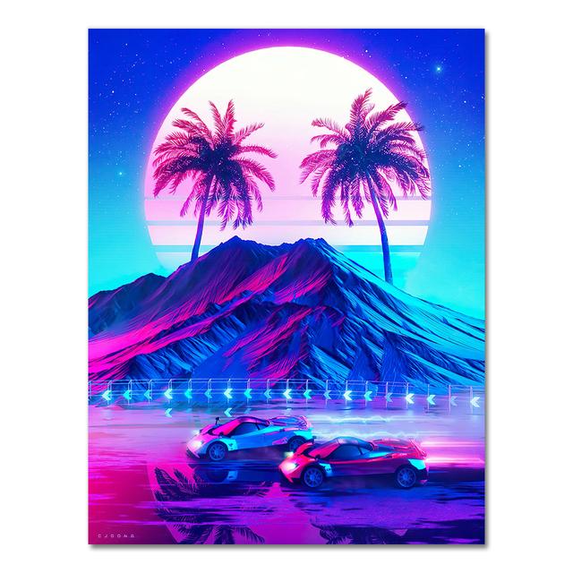 

Synthwave ретро электро постер настенный холст для гостиной дома спальня кабинет общежитие художественные украшения принты без рамки 21*30cm