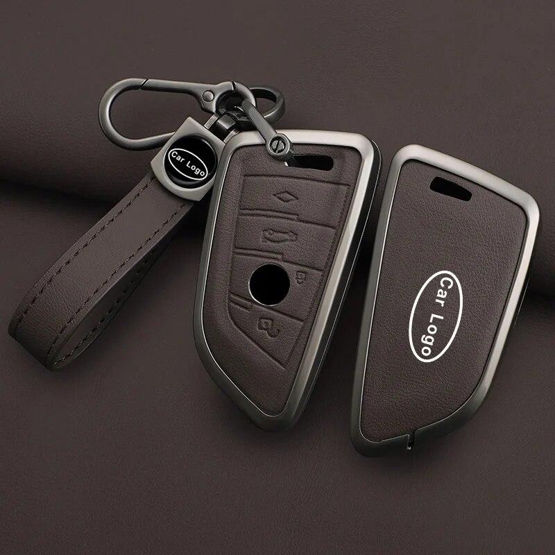 Zinc Alloy Leather Car Key Case for BMW X1 X3 X5 X6 X7 F20 F15 F16 F48 G20 G30 G01 G02 G05 G11 G32 1 3 7 Series Accessories