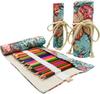 Lopenle Colored Pencil Holds 48 Pencil Stationery Storage Design with Beautiful Autumn Leaf and Floral Fabric Canvas Paintbrush Large Brush Art Not
