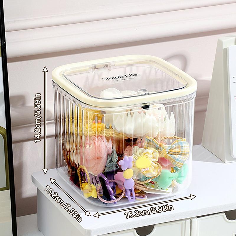 1ks Průhledný úložný box na šperky a vlasové doplňky Mini stolní odpadkový koš pro domácí použití