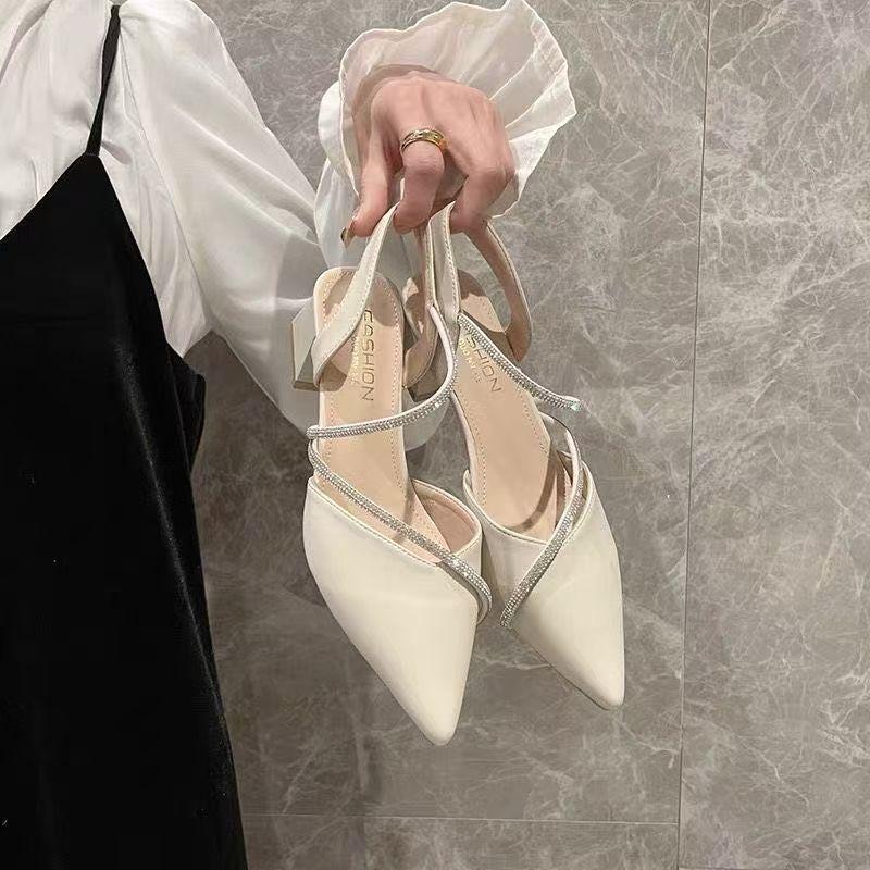 Versatile Skirt High Heels Women's Shoes Sandals Women's 2025 Summer New Bag Head Medium Heel Thick Heel Fairy Style Fashion