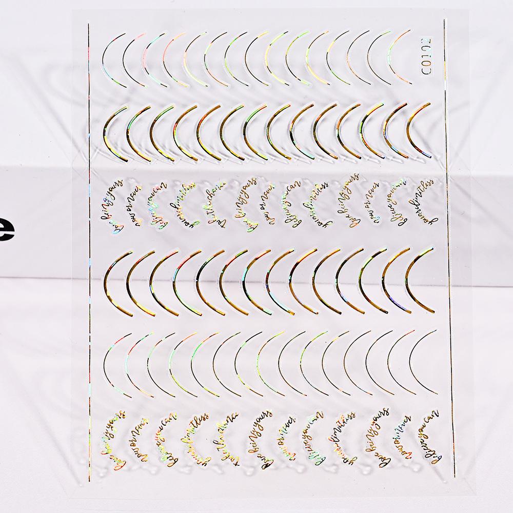 Xiaohongshu French Simple Line Manicure Sticker Imitation Metal Accessories Gold And Silver Adhesive Self-Adhesive Nail Sticker