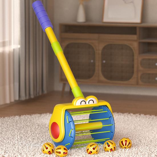 Kids Vacuum Cleaner Toy Set with Push Walker Bell Ball Spade 360 Degrees Rotating Tackle Throwing Game Skill Development Hand-Eye Coordination