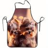 A Cute Apron Featuring a Double Yorkshire Terrier Print - Designed with Adorable Yorkshire Puppies And Bows, Warm And Healing - Suitable for Cooking,