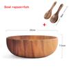 Acacia Wooden Bowl Japanese Style Wooden Tableware Household and Basin Fruit Plate Salad Bowl Whole Wooden Soup Bowl