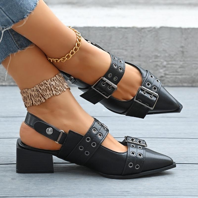 Fashion New Women Sandals Shoes Pointed Toe 2025 Summer Fashion Shallow Footwear Slingbacks Ladies Sandals Suqare Heel Shoes Big Size