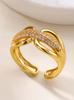 Zircon Star Knot Rings For Women Gold Stainless Steel Geometric Adjustable Finger Rings Wedding Couple Jewelry Gifts