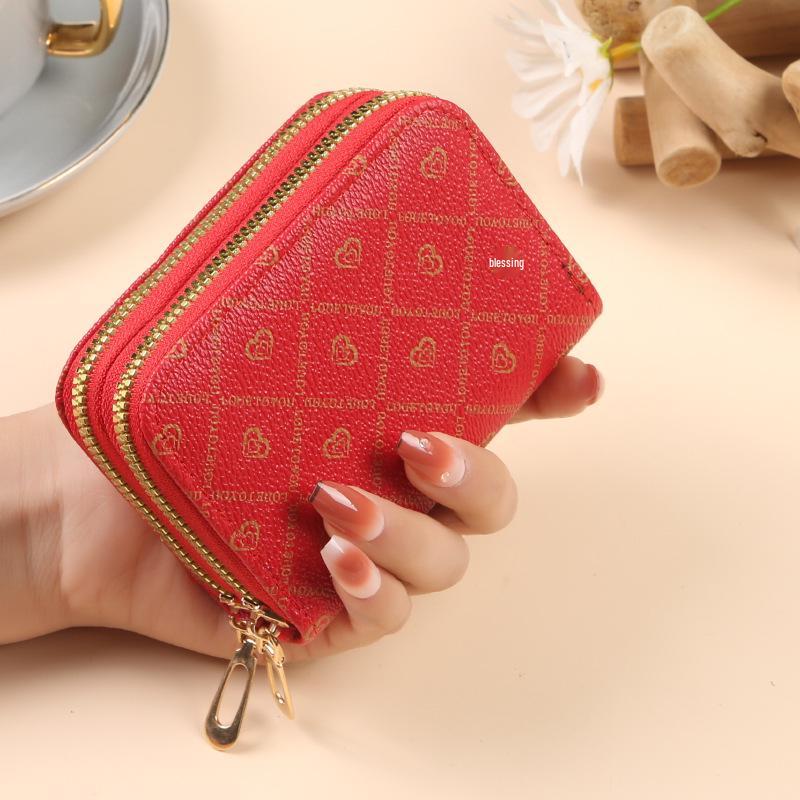 

Women s Luxury Retro Wallet - Short Style, Large Capacity, Cute Card Holder красный