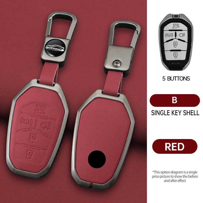 Zinc Alloy Leather Car Remote Key Case Cover Shell Fob For Ssang Yong  G4 Rexton Protective Keychain Styling Accessories