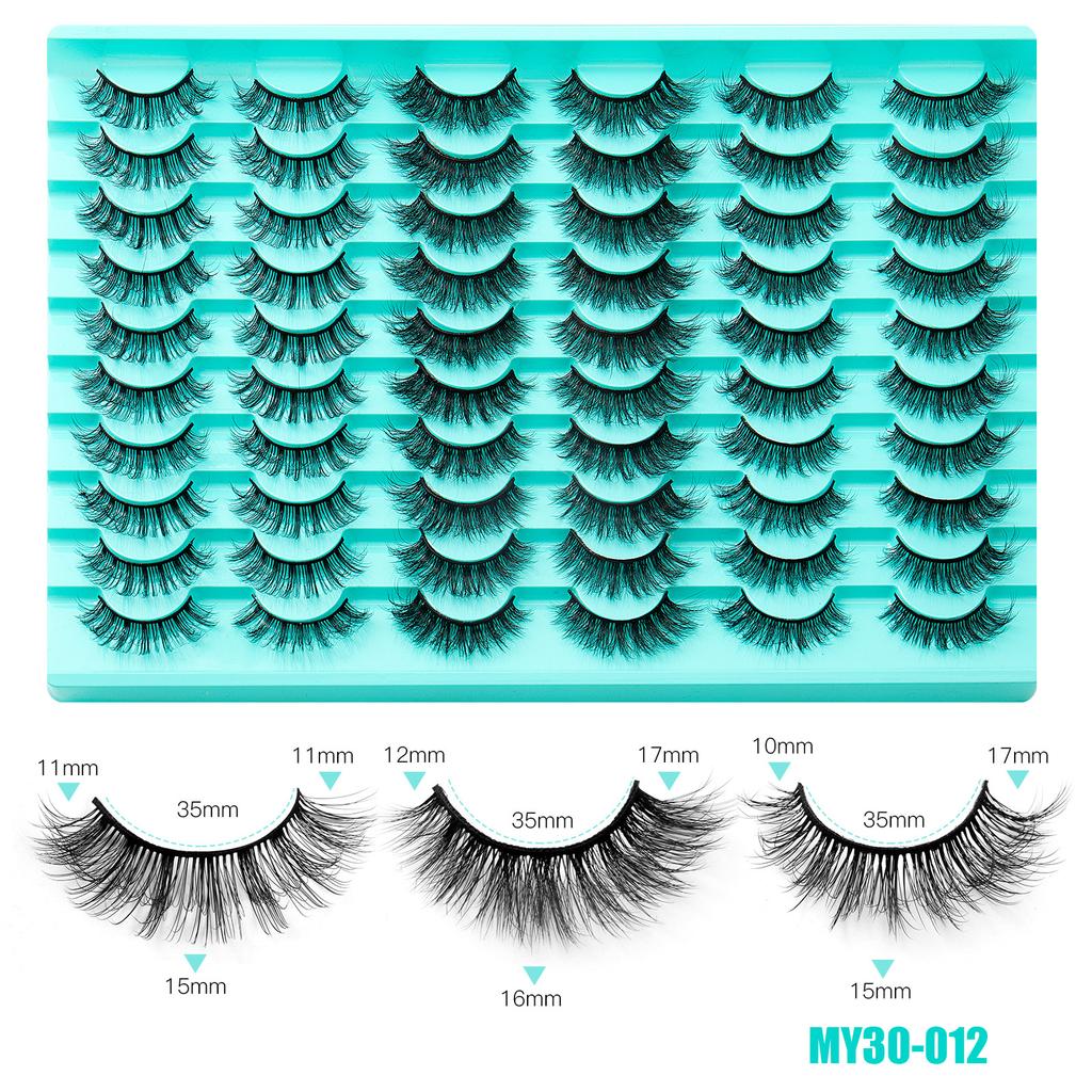 30 Pairs 6D Faux Mink Lashes Fluffy Soft Wispy Natural Eyelashes Extension Reusable Wholesale Female Makeup