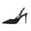 Fashion 2025 Pointed-Toe Diamond High Heels For Women, Black Tight French Sexy Luxury Hollow Sandals