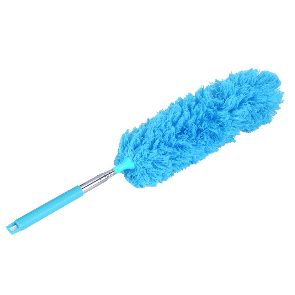 Household Soft Flexible Duster Dust Cleaner Stainless Steel Telescoping Extension Pole Sky Blue