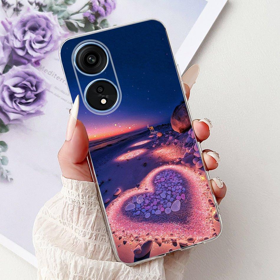 For Oppo Reno8 T Phone Case Reno 8T 5G 4G CPH2481 CPH2505 Elegant Floral Cat Soft Silicone Transparent TPU Lightweight Cases