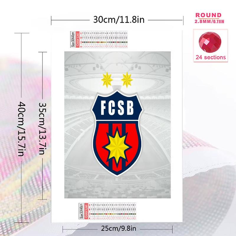 FCSB Bucuresti Pattern 3pcs 100% Round Full Drill 5D DIY Diamond Painting Embroidery Cross Stitch Rhinestone Décor