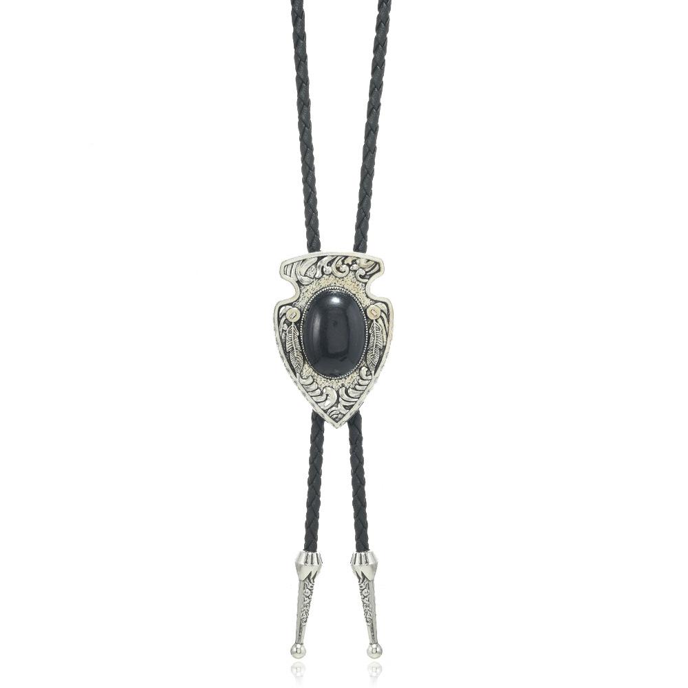 Westliche Bolo Krawatte für Männer Frauen Vintage Stein Anhänger Leder Seil Halstuch Cowboy Lässig Party Hochzeit Bühnenauftritt Kostüm Zubehör