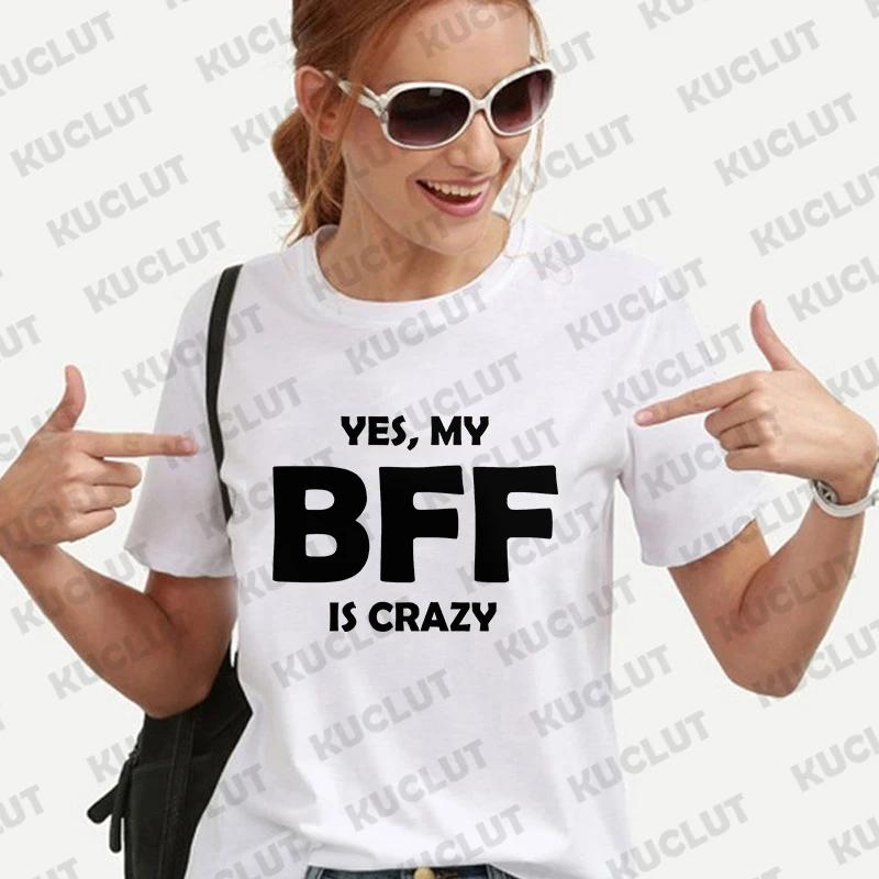 BFF Unisex T-Shirt Vintage Tee Lockere Oberteile Crazy BFF Lustiges Geschenk Beste Freunde Geburtstag T-Shirt für Unisex Sommer Harajuku T-Shirts