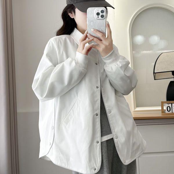

New Plus Size Loose White Coat - Spring Collection Casual Shirt Collar Top for Women XL (or 70-80 kg) белый