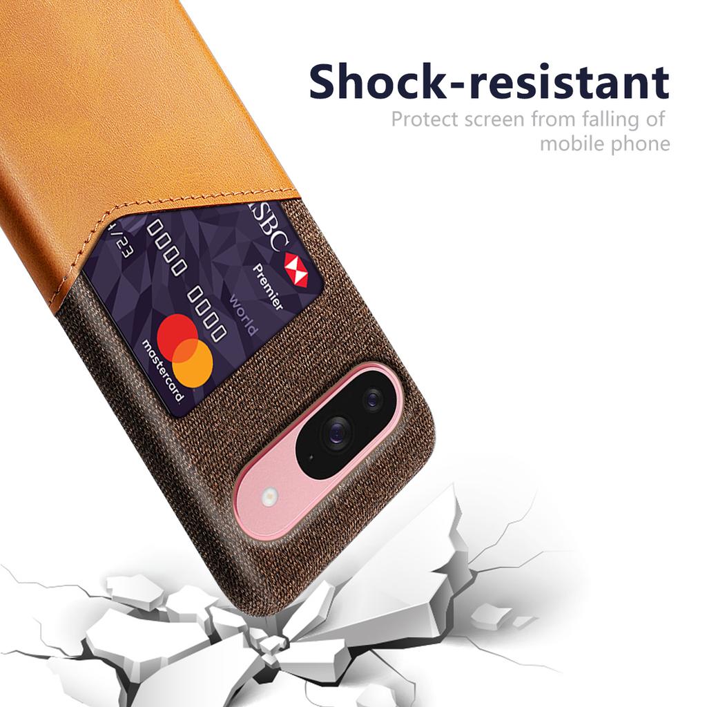 For Google Pixel 10/10 Pro Case PU Leather Cloth Texture Hard PC Phone Cover with Card Holder