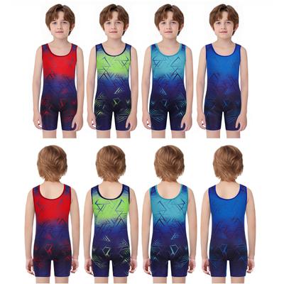 Tuta da allenamento da ciclismo per ragazzi: Canottiera geometrica senza maniche con scollo a U per allenamento di wrestling