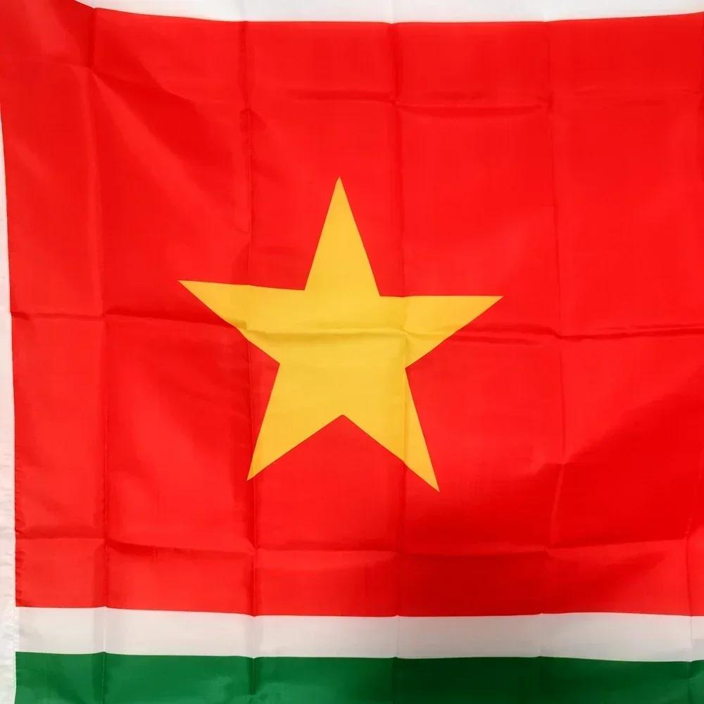 Suriname Flag 3x5ft 2x3ft, Large Polyester Banner with Brass Grommets for Indoor Outdoor Decor National Day Celebration, Events