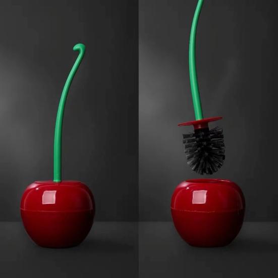 Yousheng Cherry Shape Toilet Brush with Holder Bowl Long Handle Design Comfortable Grip Household Bathroom Cleaning Tool Cleaner