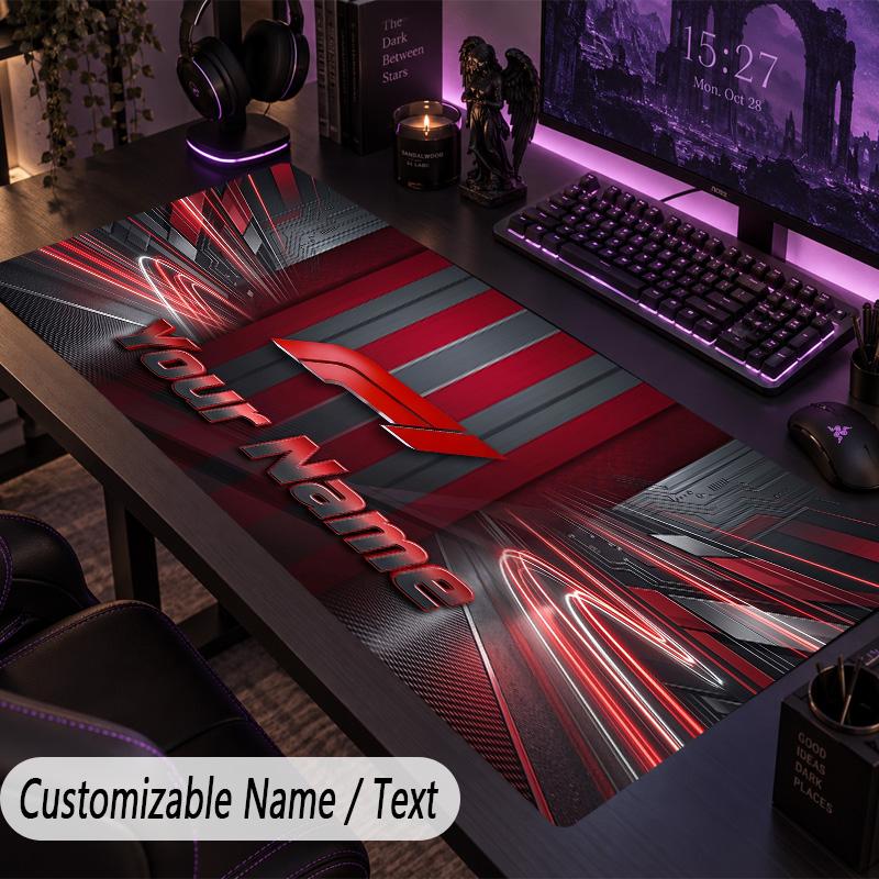 Large Mouse PadF1 Custom Name Text Personalized Desk Mat Non Slip Gaming Pad