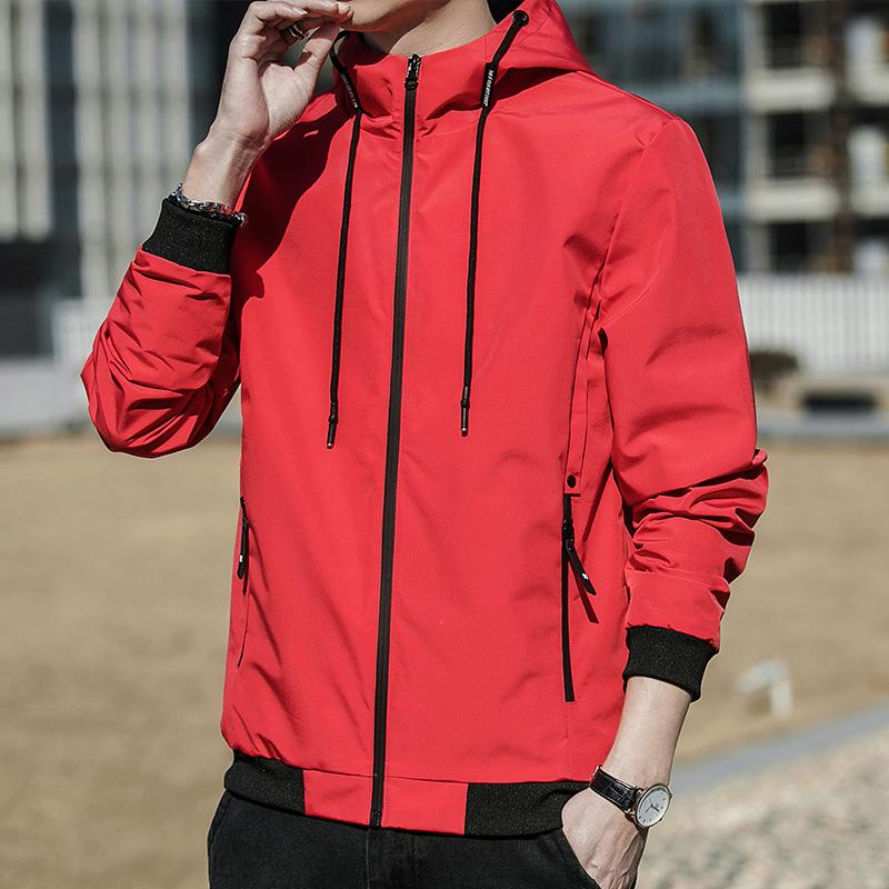 Spring Jacket Men's Hooded Jacket Youth Thin Jacket Outdoor Sports Casual Jacket Plus Size 5XL