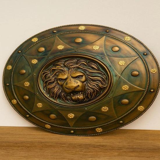 60,96 cm großer mittelalterlicher Löwenschild, konisch, Rüstung für den Kampf, authentische Requisite, Replika, LARP, Cosplay, Wandbehang, ideales Weihnachtsgeschenk