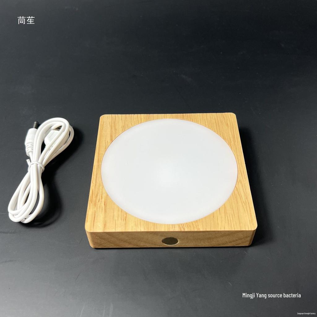 Touch LED Solid Wood Wireless Night Light Ornament with Acrylic Display Pad