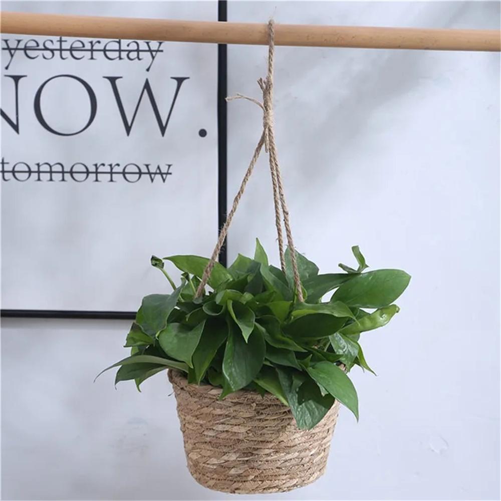 Hängender Pflanztopf für den Garten, Makramee-Pflanzenaufbewahrungskorb, Juteseil, gewebt, für drinnen und draußen, Blumentopfhalter, Pflanzenaufhänger, Heimdekoration