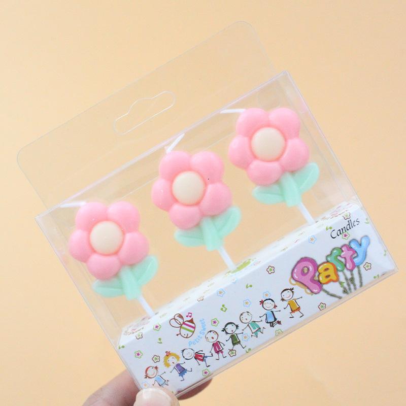 

Ins Style Flower Birthday Candle Spring Retro Colorful Cartoon Tulip Children s Party Baking Candle Three pink candles