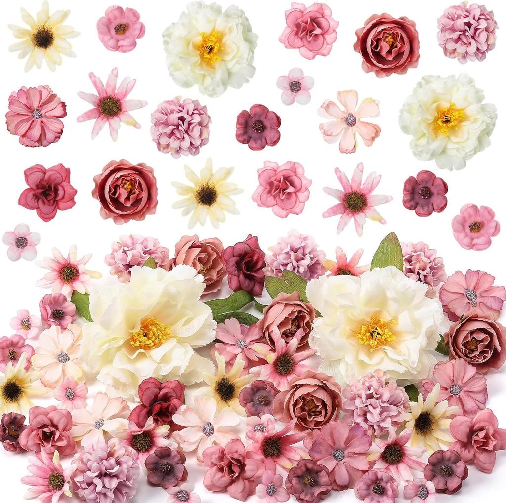 25Pcs/back Artificial Flowers Heads Silk Fake Flower for Valentine's Day DIY Gift Accessories Home Room Decor Wedding Decoration