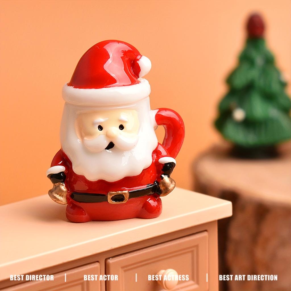 4/6 Sets Weihnachten Harz Weihnachtsmann Schneemann Kaffeetasse Rollenspiel Spielzeug Scrapbooking Basteln DIY Miniatur Puppenhaus Zubehör