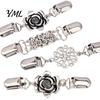 Gold Silver Cardigan Holders 4Pcs Vintage Sweater Clips for Women Girls, Retro Floral Clips, Elegant Scarf Clasps Clothing Decoration Shawl