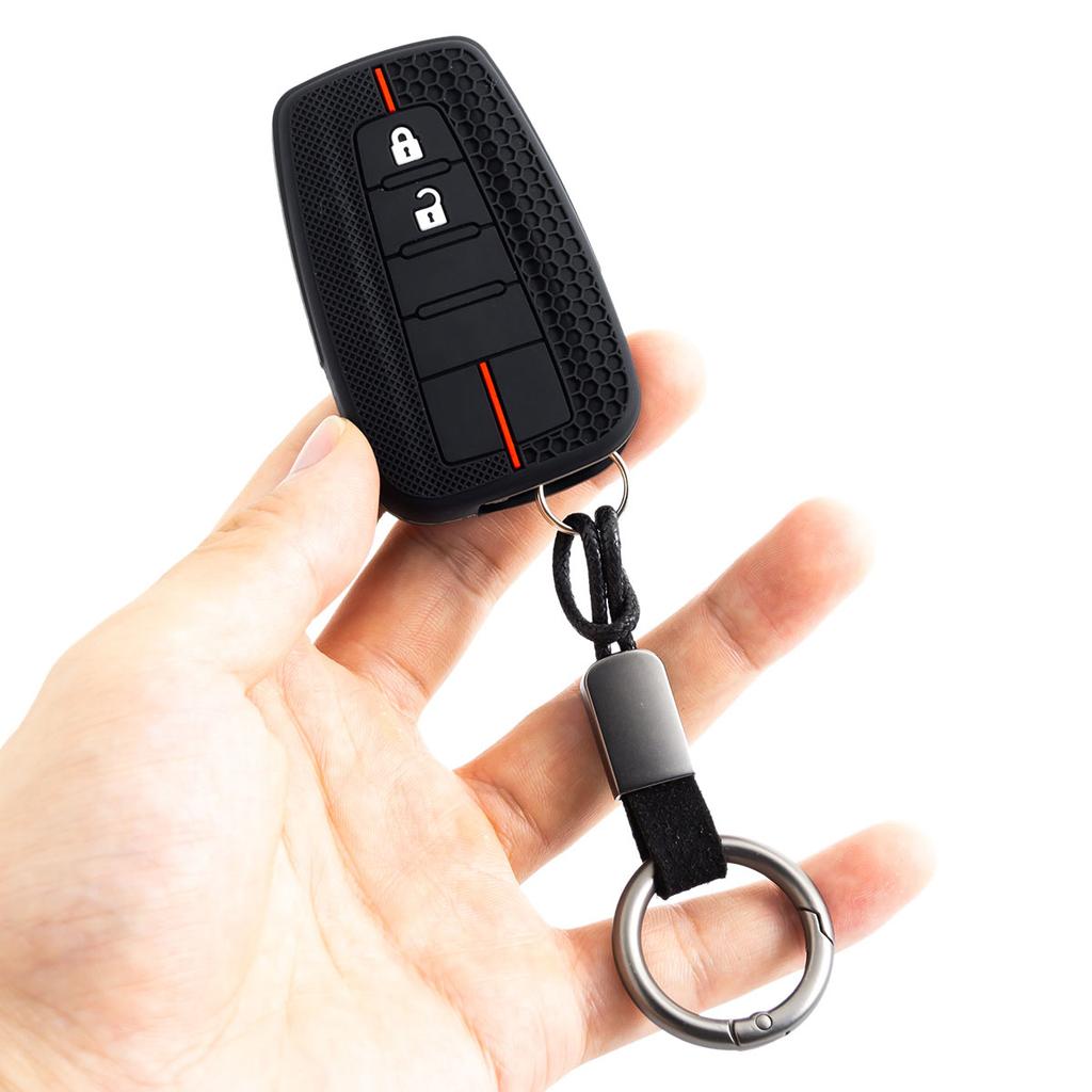 2x Silicone Car Smart Key Fob Cover Case Holder Keychain For Toyota Camry RAV4 Avalon Prius Corolla C-HR Mirai LC150 4Runner