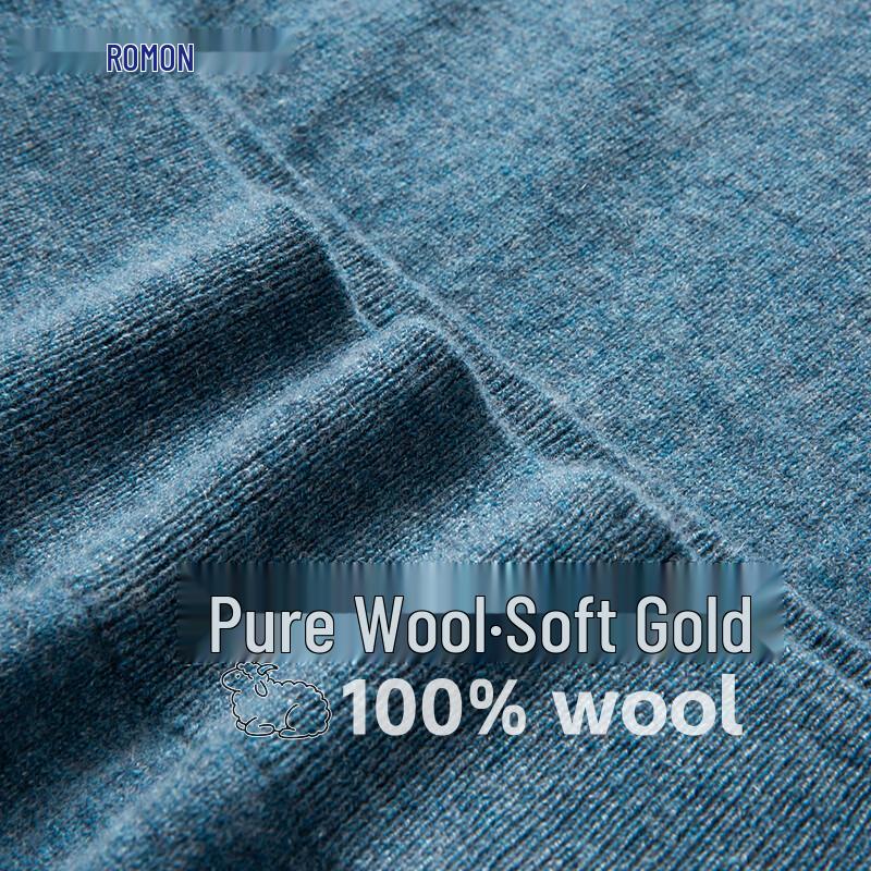 ROMON Men's 100% Wool Round Neck Thin Pullover Sweater