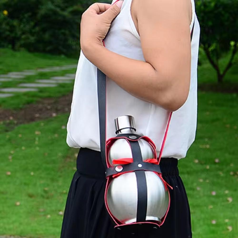 with Bottle Sleeve Stainless Steel Gourd Hip Flask 250/500/1500ML Water Bottle Liquor Flagon Gift