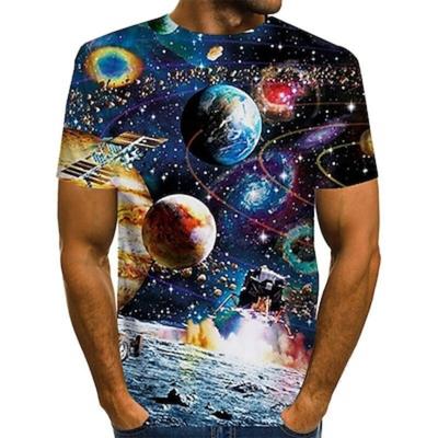 T-shirt da Uomo Grafica Galassia Manica Corta Stampa 3D Girocollo Camicia Esagerata Base Quotidiano Weekend Nero Blu Oro Abbigliamento