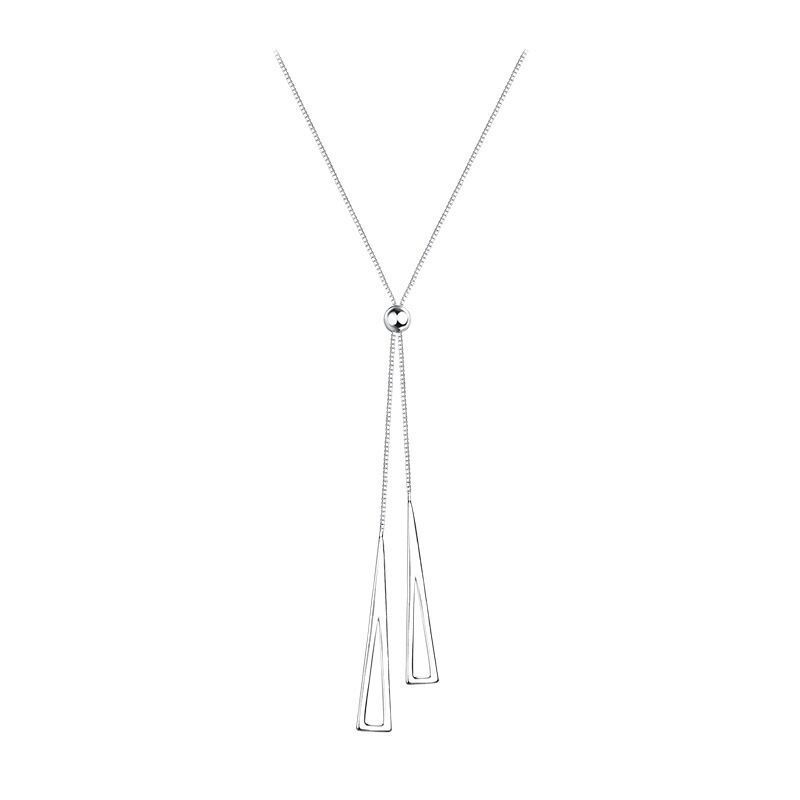 Simple Gold Silver Color Necklaces for Women Long Tassel Sweater Chains Pull Design Clavicle Necklace Jewelry