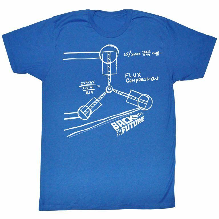 Back to the Future Flux Sketch Royal Adult T-Shirt XXL