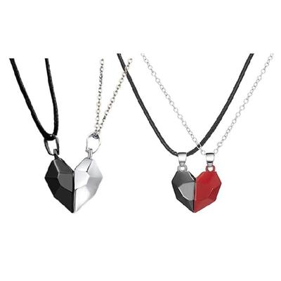 2 Pieces Love Matching Heart Pendants Necklaces Magnet Charm for Women Girl Teen