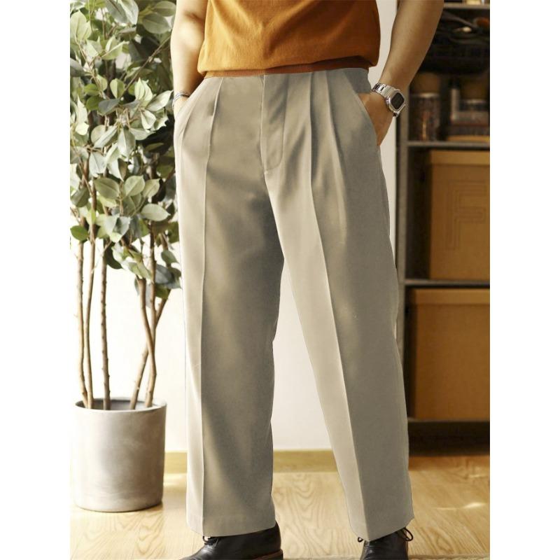 Men s Casual Fashion Trousers Drape Men s Loose Straight Trendy Wide-leg Pants 3 S хаки