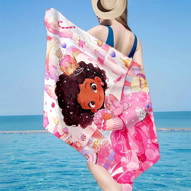 Zwarte Prinses Magische Feest Strandlaken, Super Zacht Microvezel, Cadeau voor Haar/Hem, Verjaardag, voor Zwembad, Strand, Reizen, Huisdecoratie Fan cadeaus